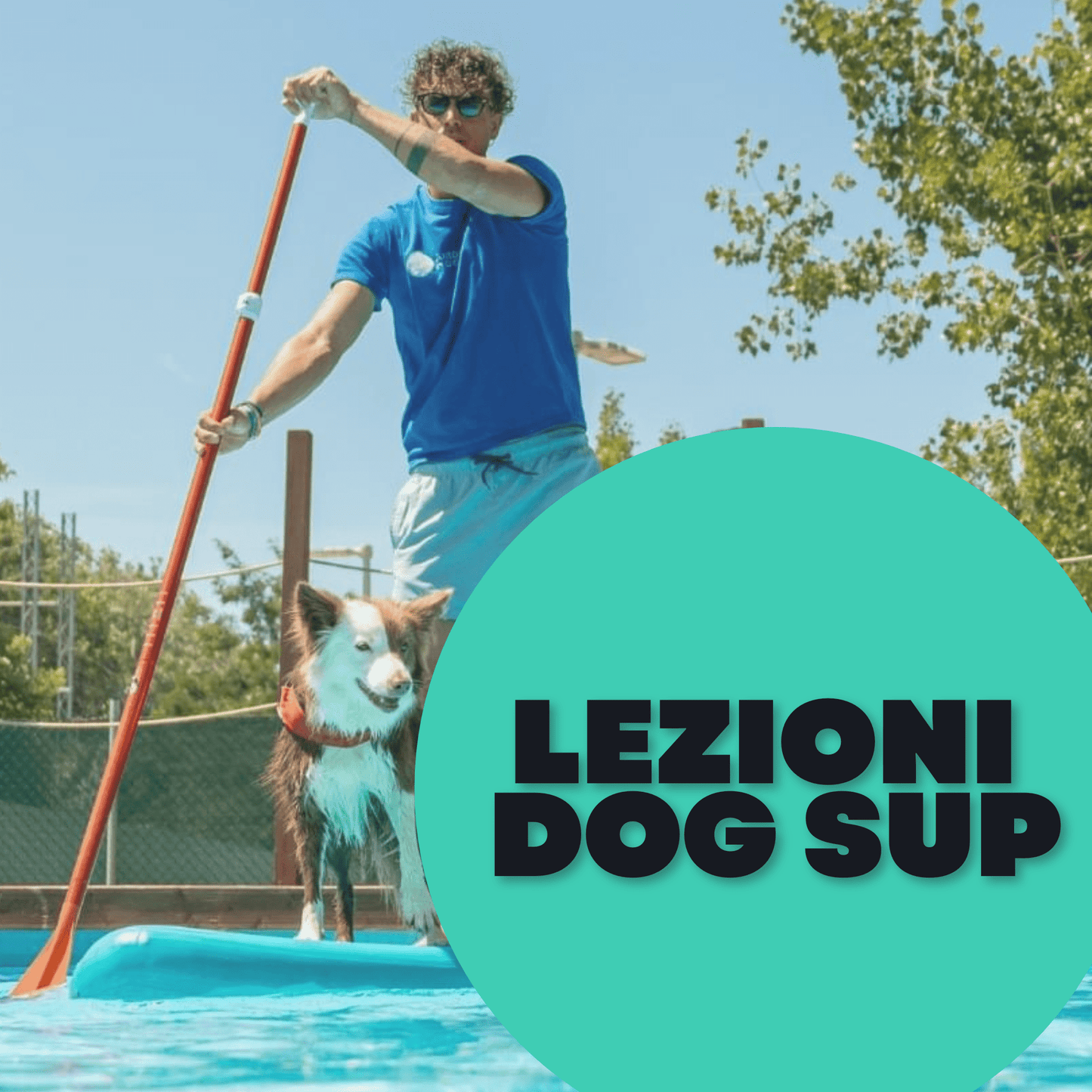antonio puccio che fa sup con il suo cane Kenya
